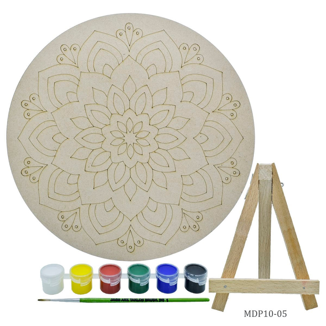 jags-mumbai MDF MDF DIY Painting Pre-Marked Kit Round Rangoli 10In