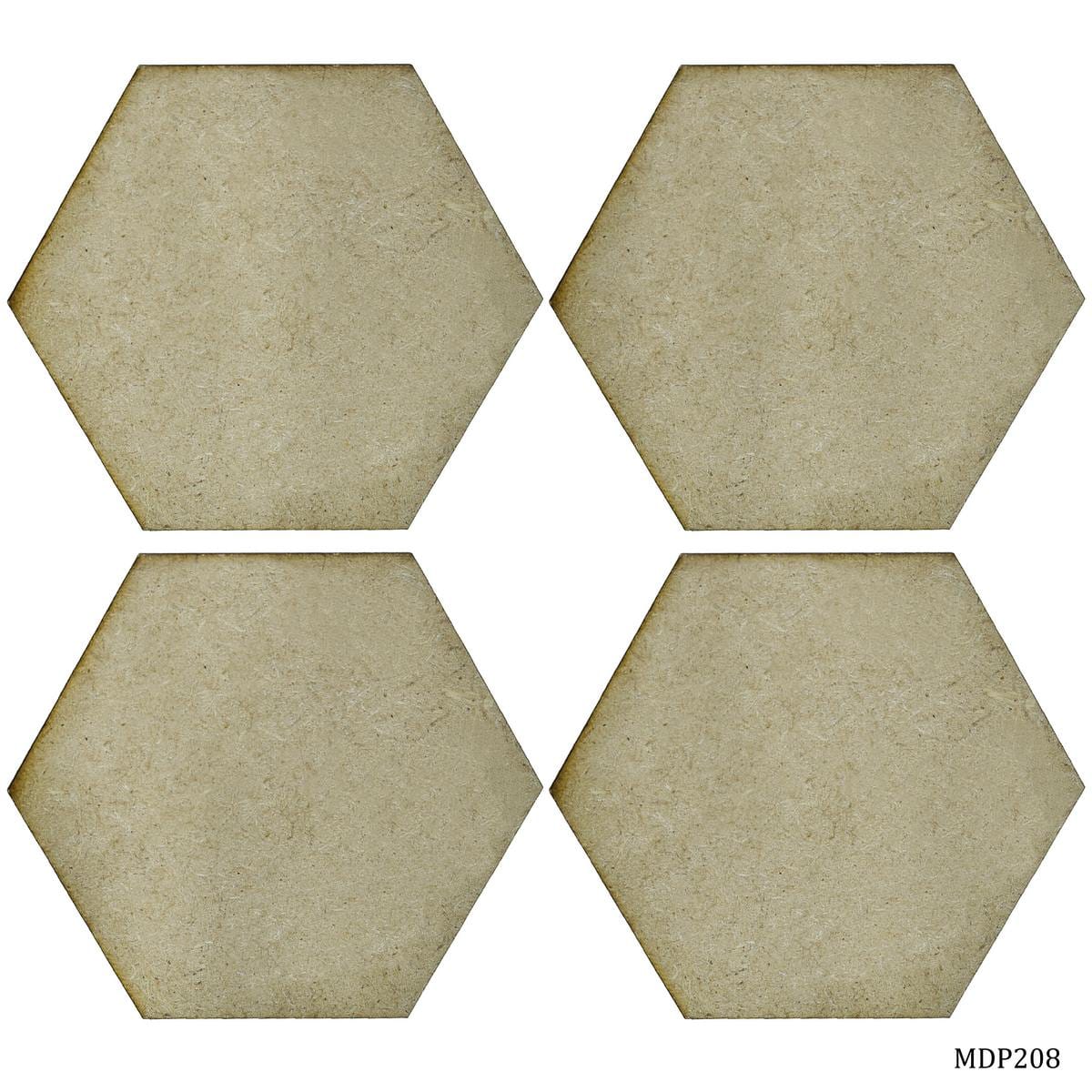 jags-mumbai MDF MDF DIY Plate 2 Inch 4 Pcs Set Hexagoan