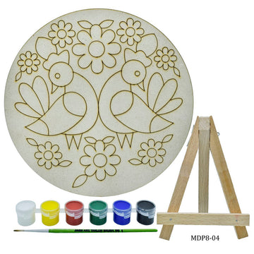 Pre-marked MDF Floral Bird Shapes Cutout for Pichwai Painting and DIY Crafts