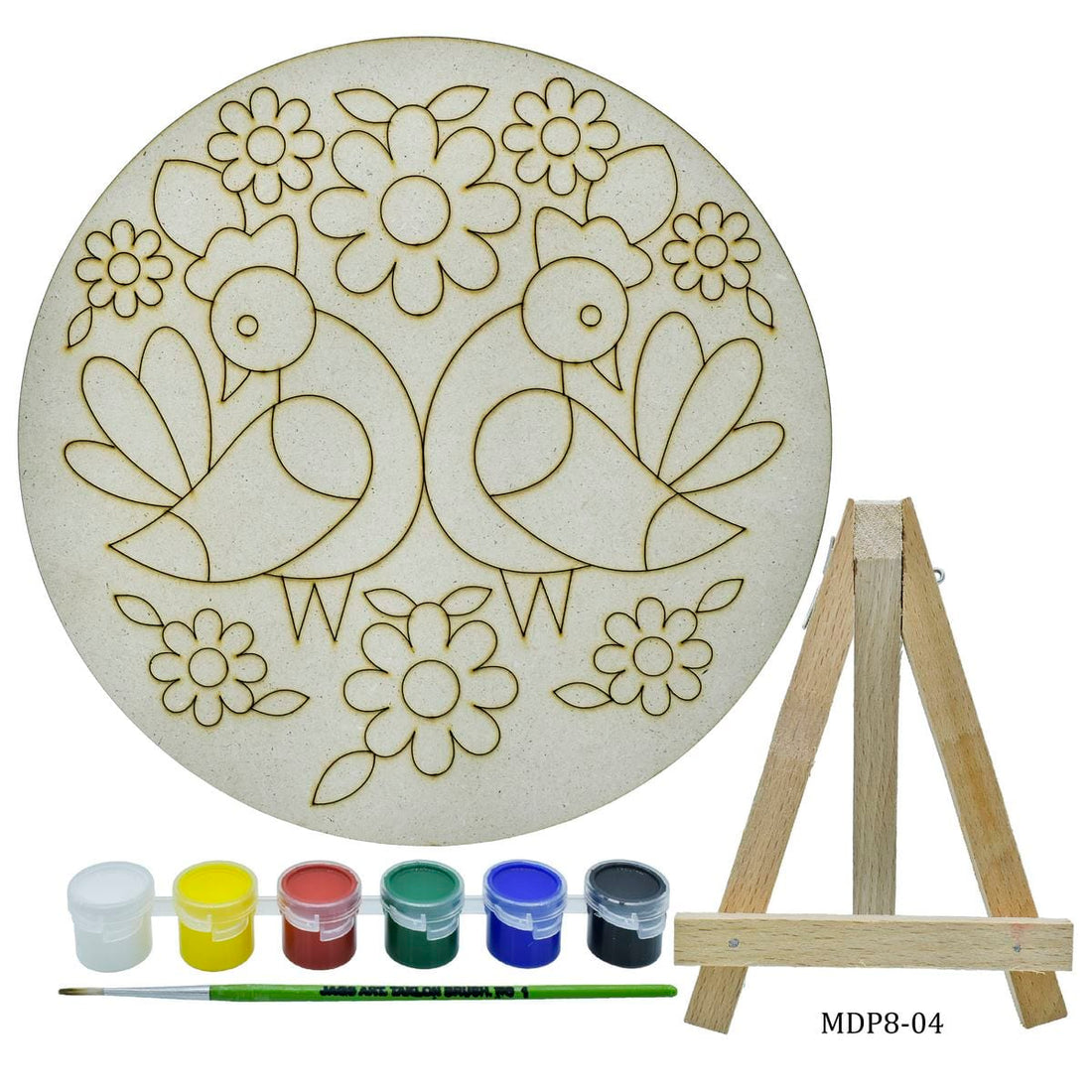 jags-mumbai MDF Pre-marked MDF Floral Bird Shapes Cutout for Pichwai Painting and DIY Crafts