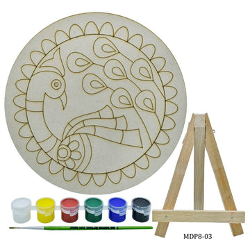 Pre-marked MDF Peacock Shapes Cutout with Feather for DIY Crafts, Pichwai painting