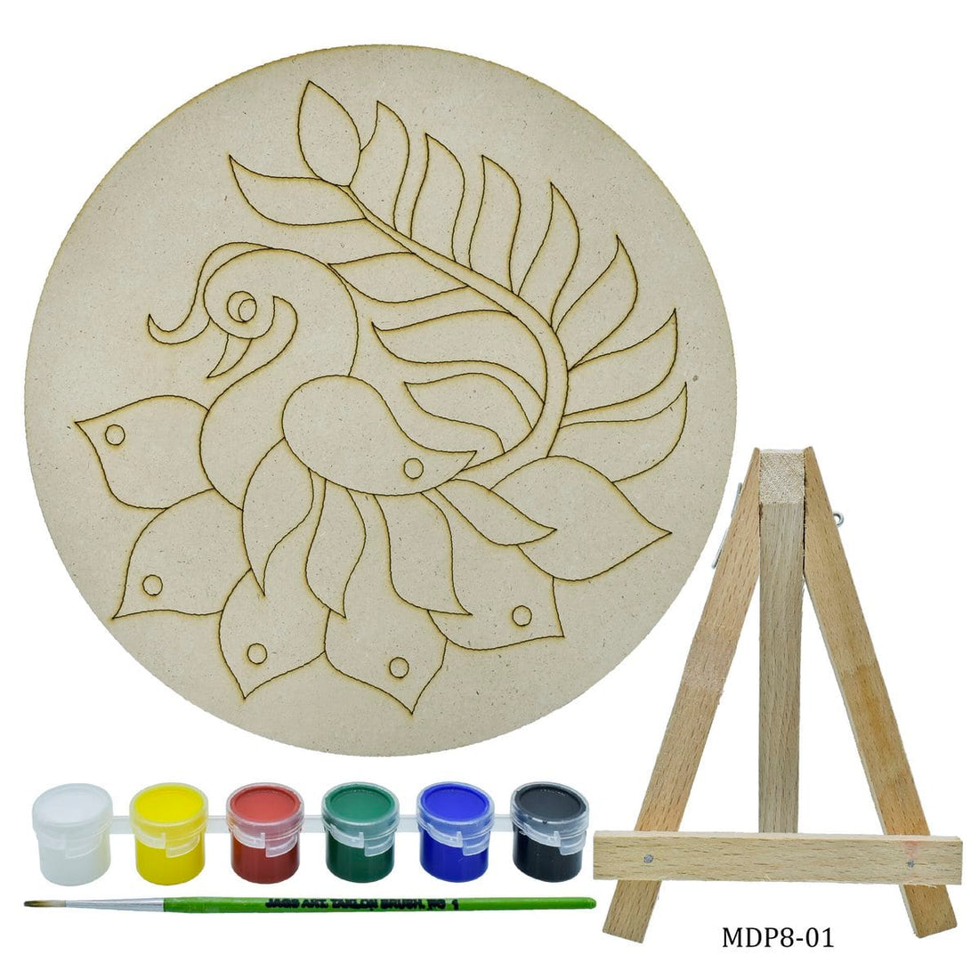 jags-mumbai MDF Pre-marked MDF Peacock Shapes Cutout with Lotus for DIY Crafts, Pichwai painting