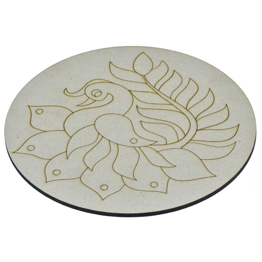 jags-mumbai MDF Pre-marked MDF Peacock Shapes Cutout with Lotus for DIY Crafts, Pichwai painting