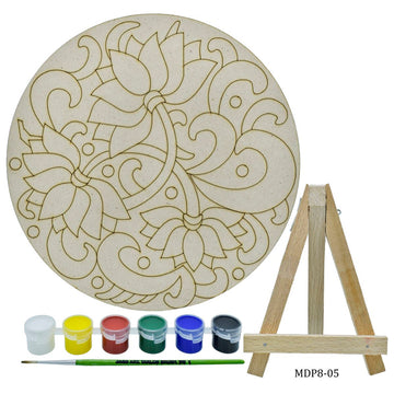 Pre-marked MDF  Shapes Cutout with floral rangoli for DIY Crafts, Pichwai painting