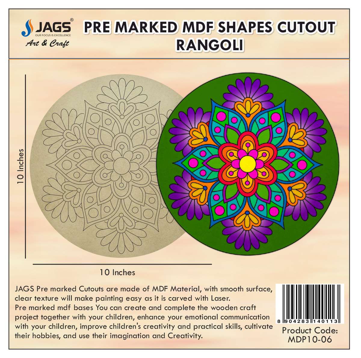 jags-mumbai MDF Round Rangoli MDF Painting Kit(Pre-Marked DIY)