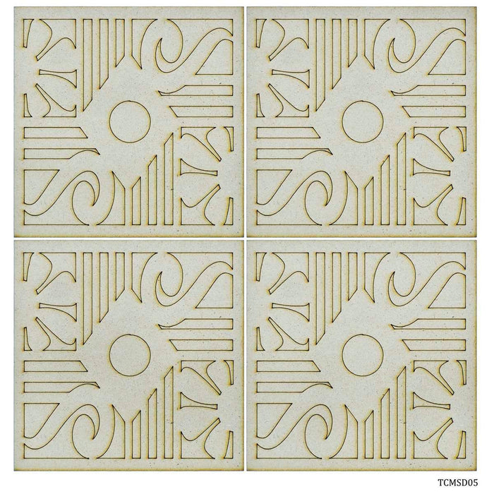 Tea coaster MDF Sqaure design 4 pcs set