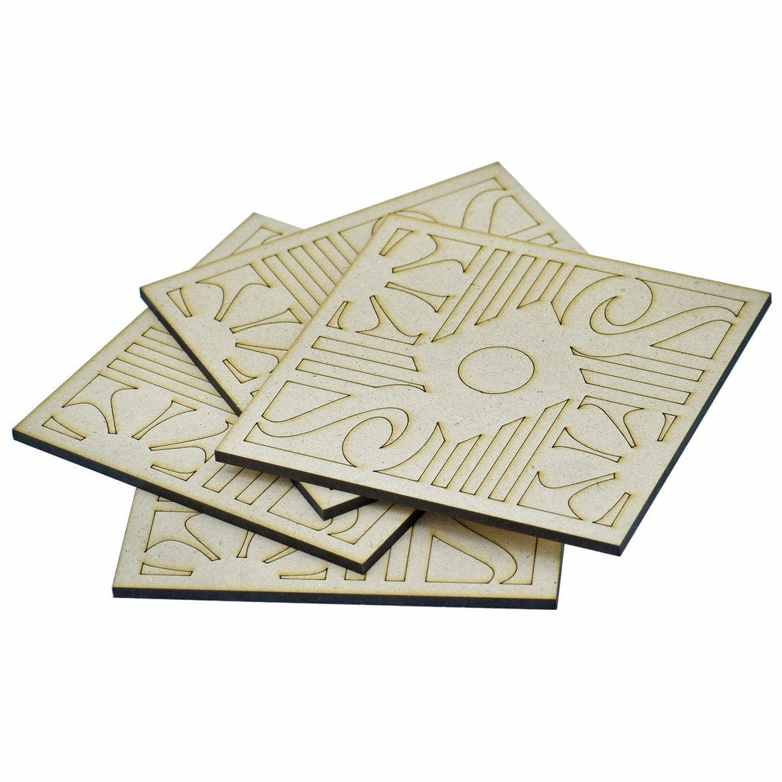 jags-mumbai MDF Tea coaster MDF Sqaure design 4 pcs set