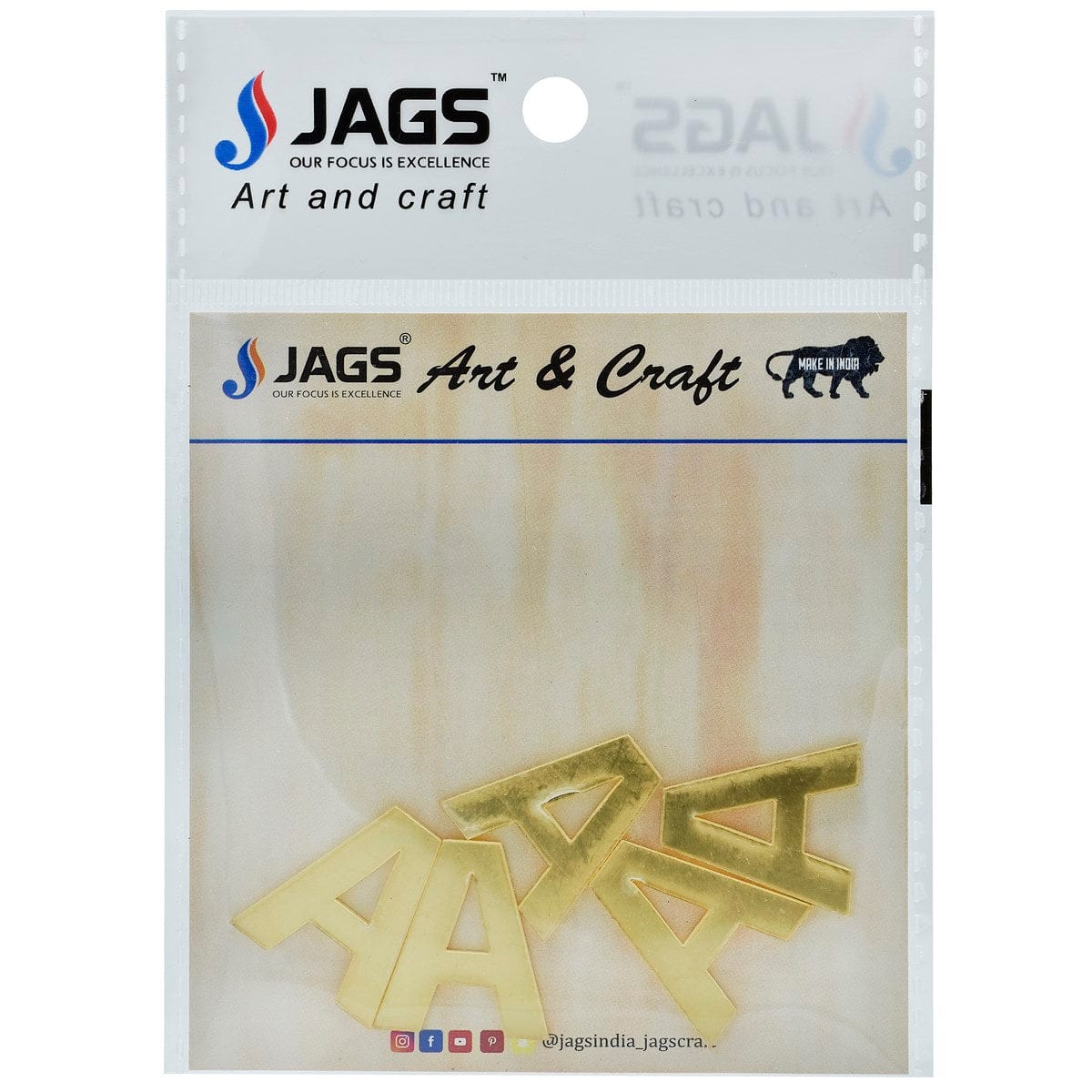 jags-mumbai MDF & wooden Crafts Acrylic Alphabet Gold A 5Pcs Set