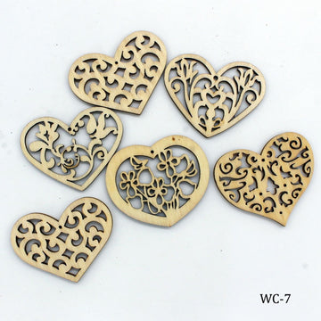 Wooden Craft Heart Design Big 6pcs WC-7