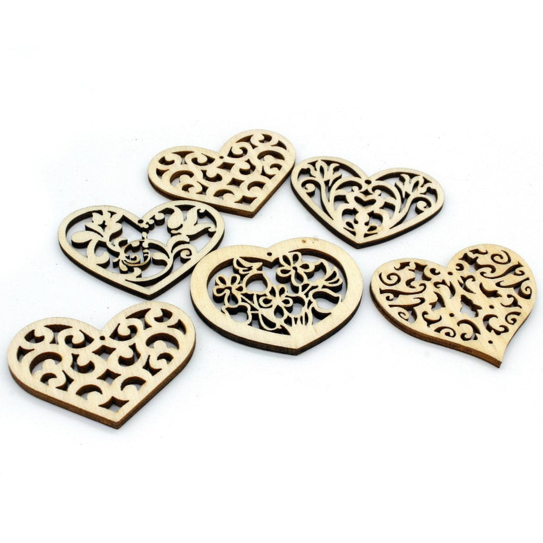 jags-mumbai MDF & wooden Crafts Wooden Craft Heart Design Big 6pcs WC-7