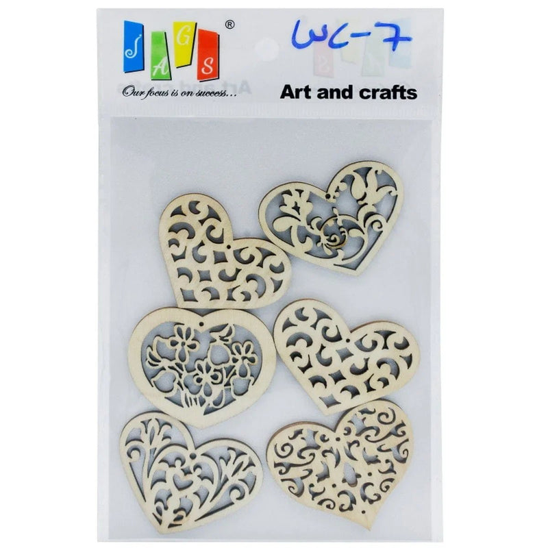 jags-mumbai MDF & wooden Crafts Wooden Craft Heart Design Big 6pcs WC-7