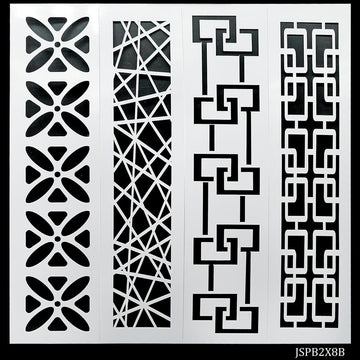 jags-mumbai Mediums & Varnish Artistic Borders Made Easy: Stencil Plastic Border 4in1 - 2x8 Inch for Creative Projects