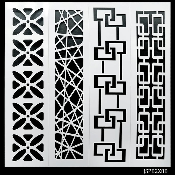 Artistic Borders Made Easy: Drawing Stencil Plastic Border 4in1 - 2x8 Inch for Creative Projects