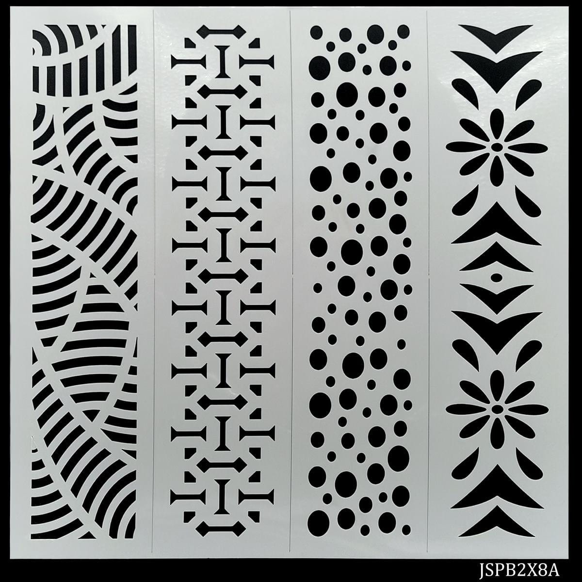 jags-mumbai Mediums & Varnish Jags Stencil Plastic Border 4in1 2x8 Inch - Elevate Your Designs with Exquisite Border Stencils!