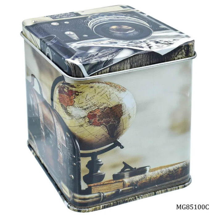 Square Shape Printed Metal Tin Box (Size: 8.5x8.5x10 cm) Pack of 1