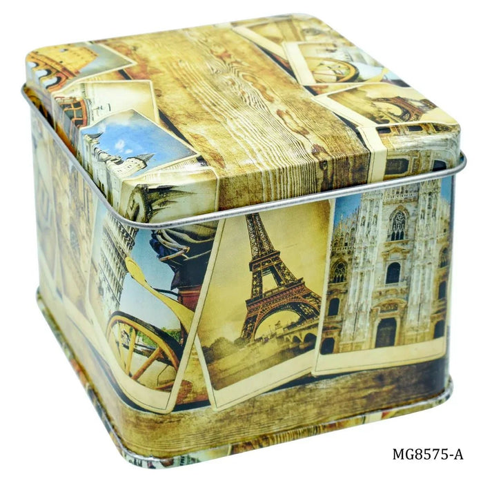 Metal Gift Box Printed Square (size:8.5x8.5x7.5) Pack of 1