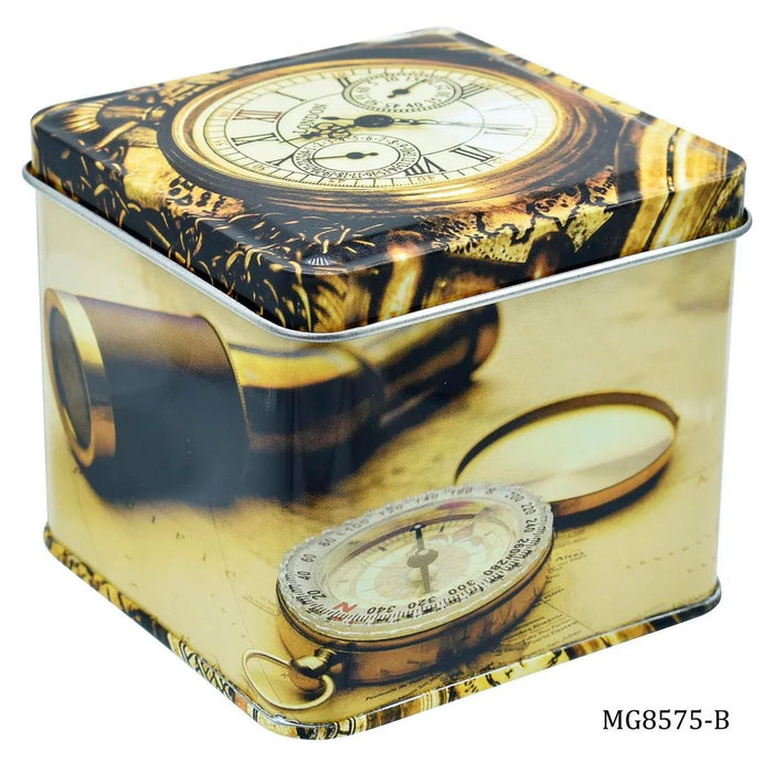 Metal Tin Box Printed Square (size:8.5x8.5x7.5cm) Pack of 1