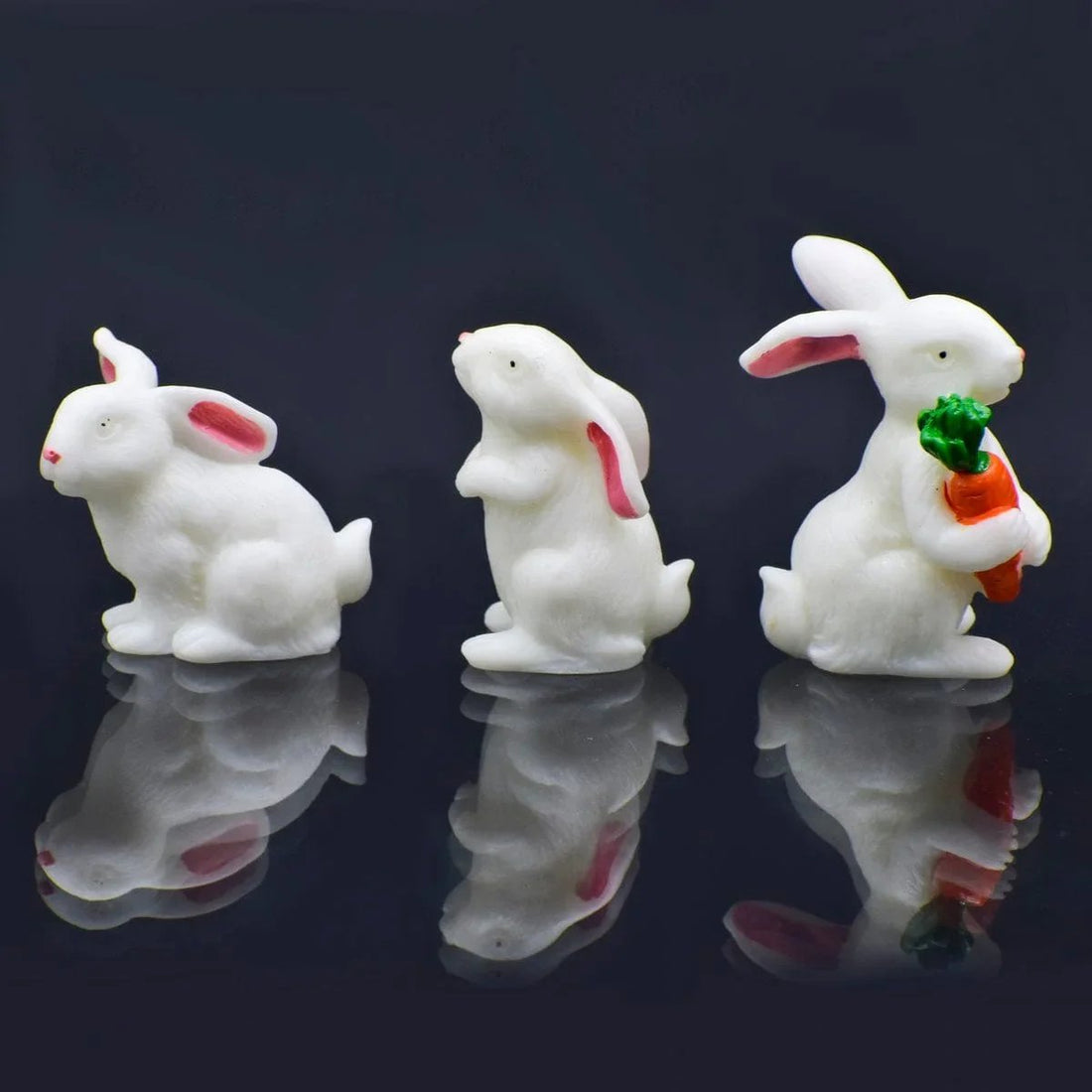 jags-mumbai Miniature 3.5*1*1cm / Plastic Model Plastic Accessories Miniature Rabbit 3Pcs