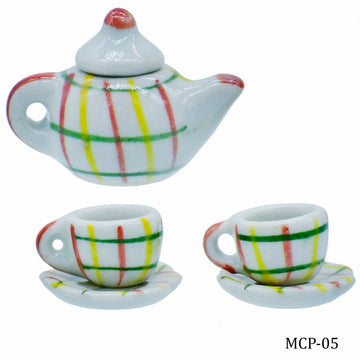 jags-mumbai Miniature Miniature Ceramics Tea Pot Set Color Full MCP-05