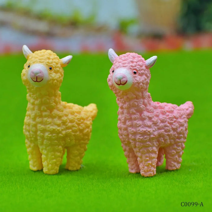 Miniature Model Alpaca Pink Yellow 2Pcs (C0099-1/2)