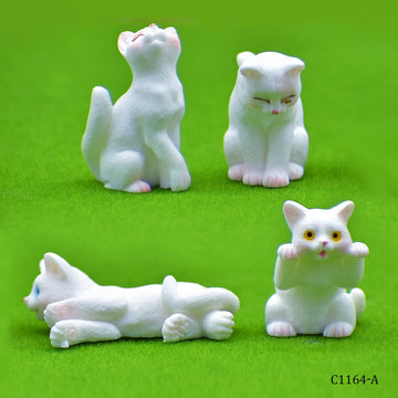Miniature Model Cat White Set (4 Pieces)