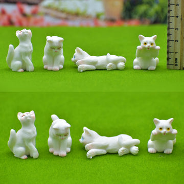 Miniature Model Cat White Set (4 Pieces)