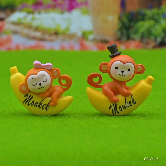 Miniature Model Monkey With Banana 2Pcs
