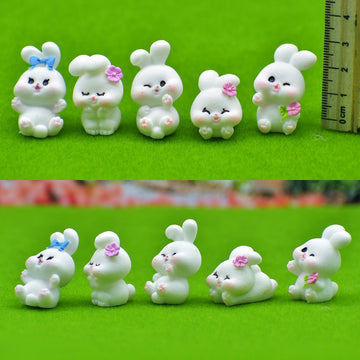 Miniature Model Rabbit White 5Pcs