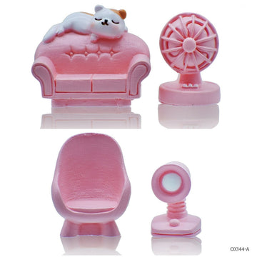 Miniature Model Sofa/Chair/Fan/Lamp 4Pcs (