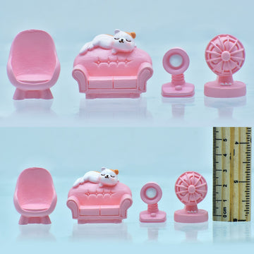 Miniature Model Sofa/Chair/Fan/Lamp 4Pcs (