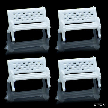 Miniature Model White Bench Set Of 4 Pics S GYYZ-S