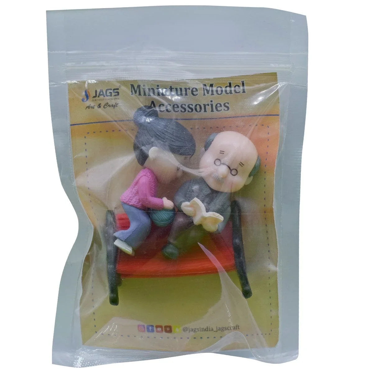 jags-mumbai Miniature Miniature Old Couple With Chair Set