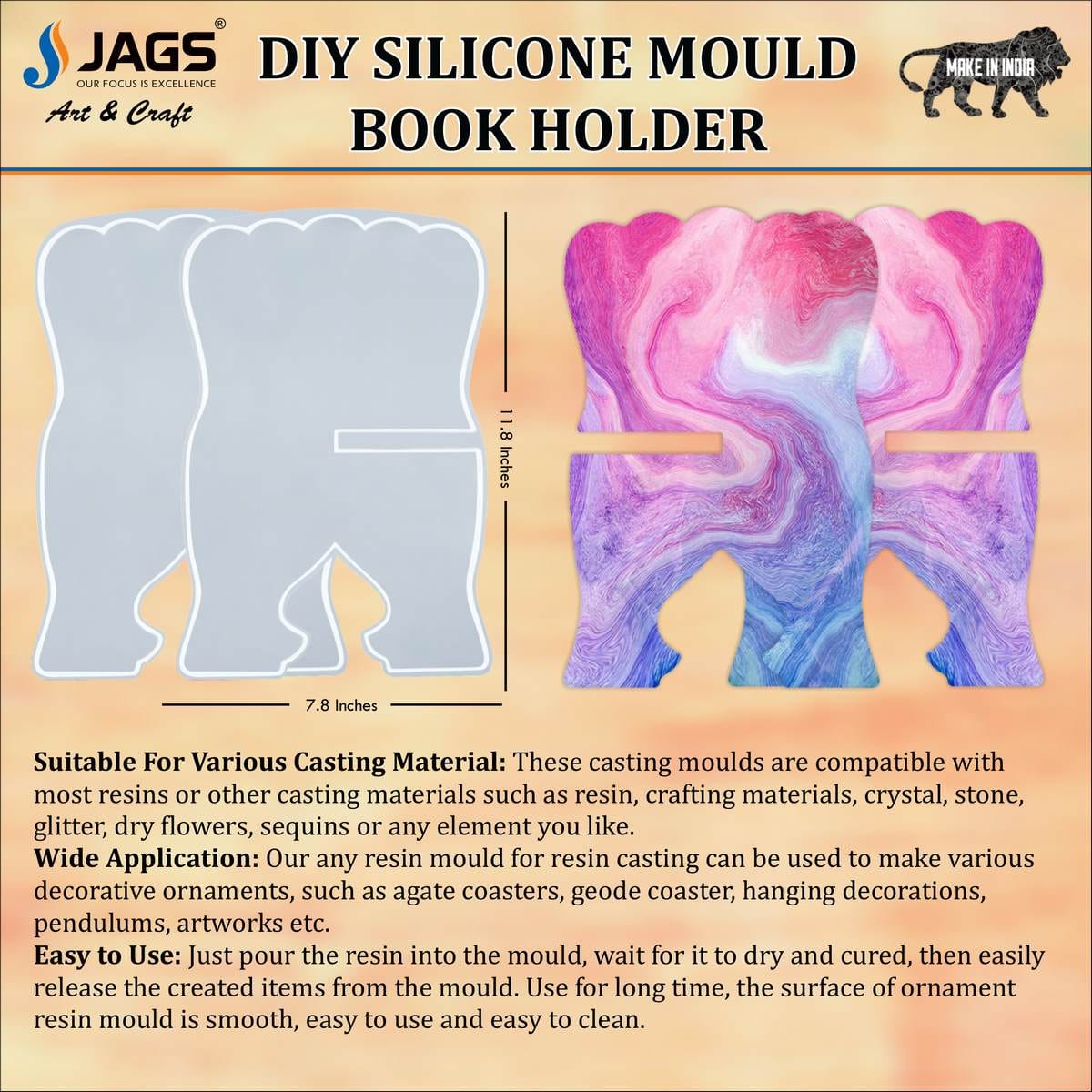 jags-mumbai Mould Silicone Mould Foldin Book Holder 11.8 Inch SMFB00