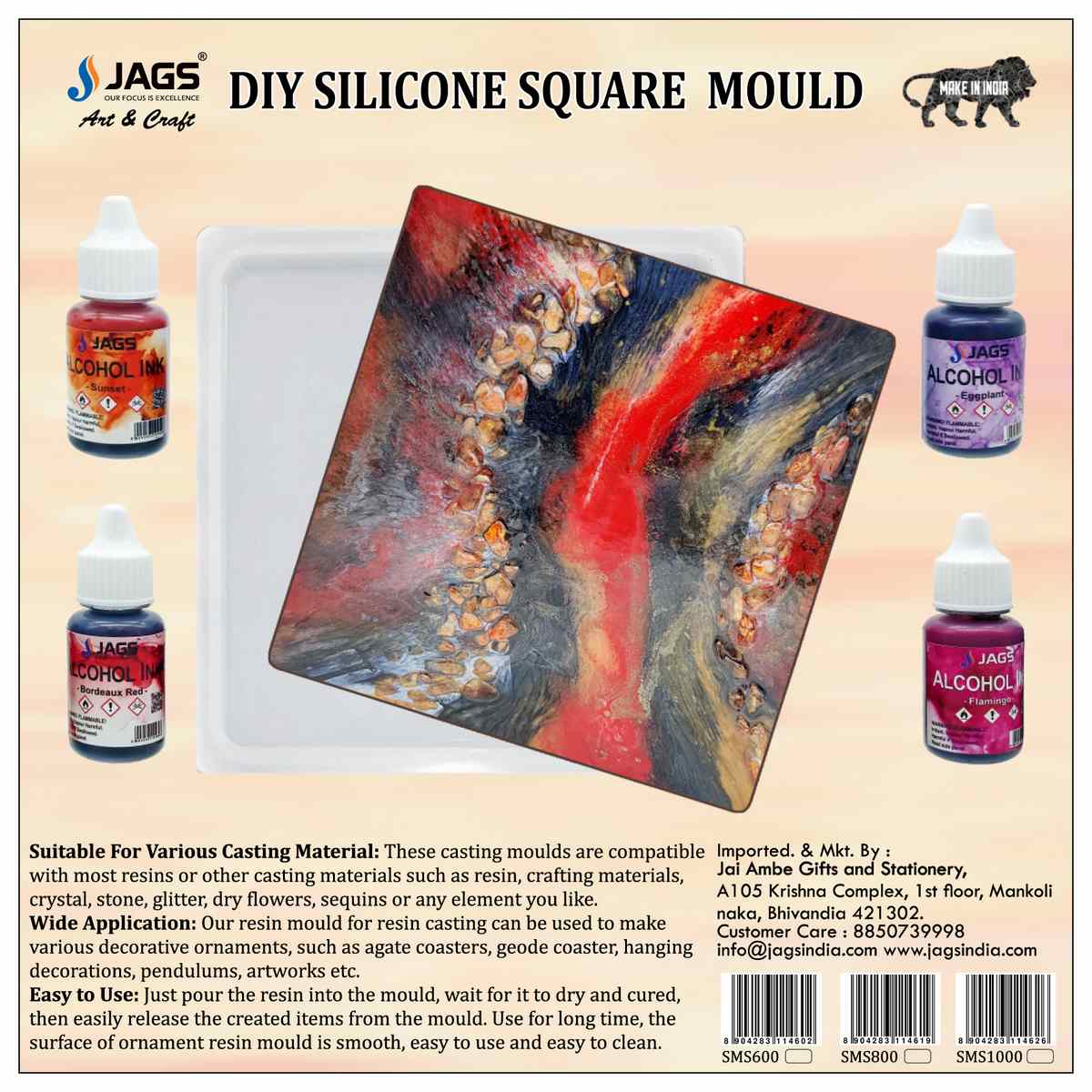 jags-mumbai Mould silicone  mould squre 6 inch for resin art