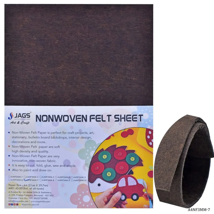 A4 Nonwoven Felt Sheet 3 MM 1 Pcs Brown
