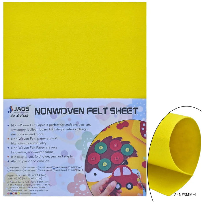 A4 Nonwoven Felt Sheet 3 MM 1 Pcs Yellow