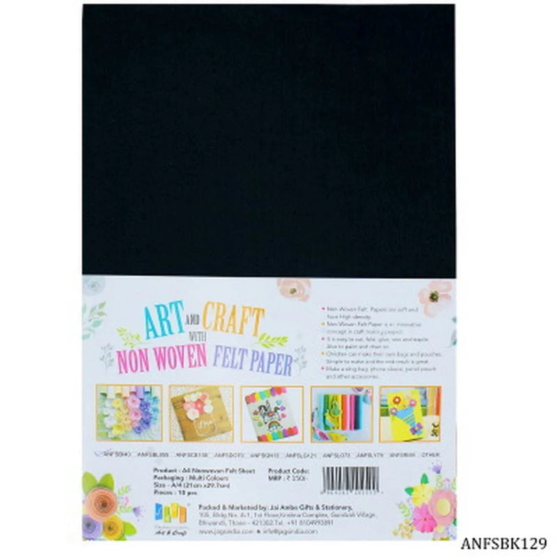 jags-mumbai Non-Woven & Felt Sheets A4 Nonwoven Felt Sheet Black ANFSBK129