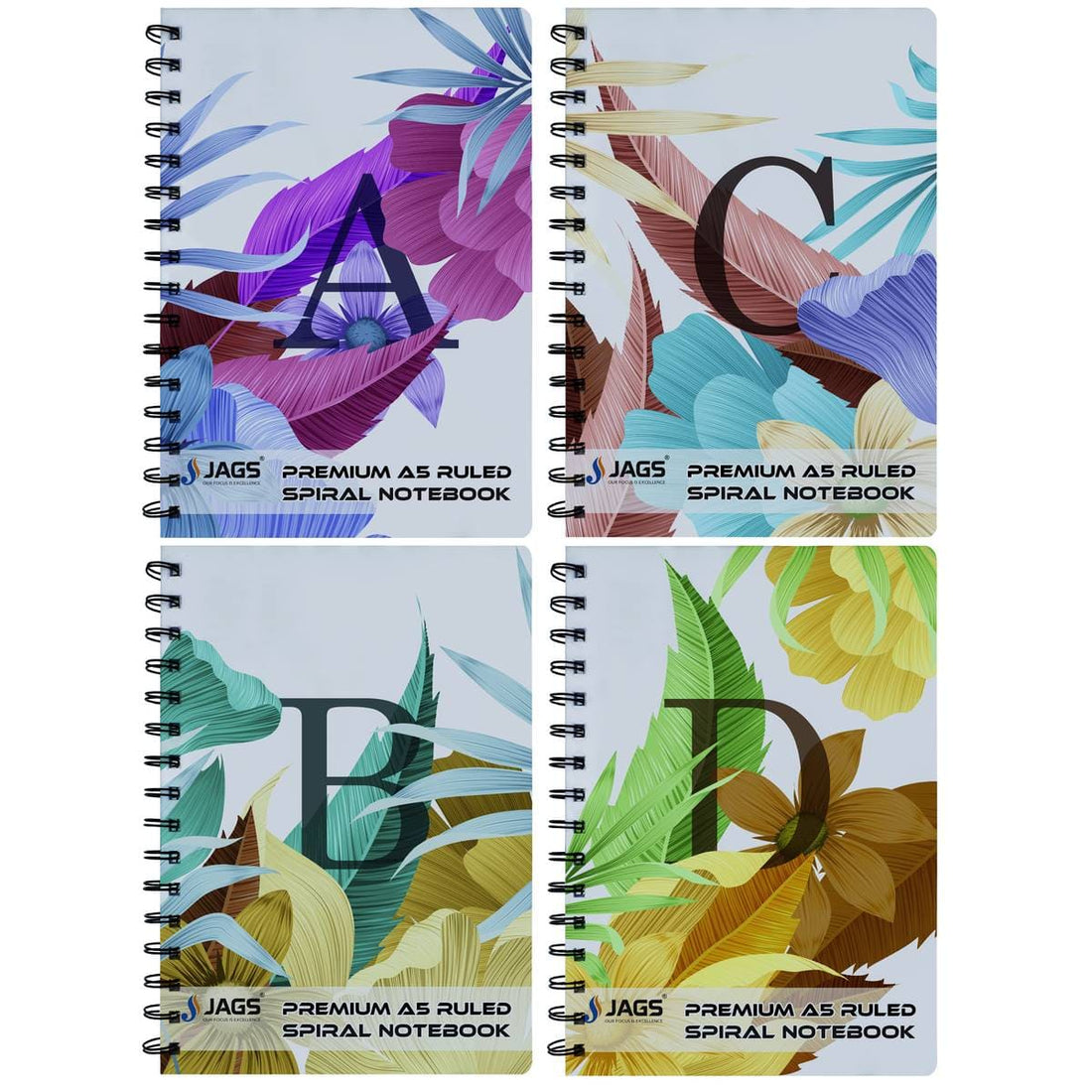 jags-mumbai Notebook Jags Spiral Notebook Flower ABCD 160 Page  JPSNA5ABC