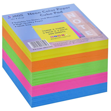 ags Neon Color Memo Pad with box cube | Illuminating Your World with Vibrant Brilliance | 500 Sheets
