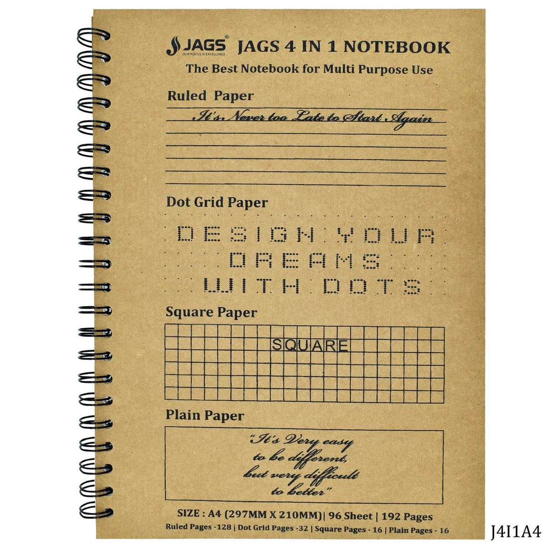 jags-mumbai Notebooks & Diaries JAGS 4in1 Note Book A4 J4I1A4