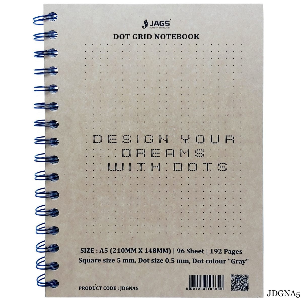 jags-mumbai Notebooks & Diaries Jags Dot Grid Notebook Craft Cover 192Sheet 80Gsm A5