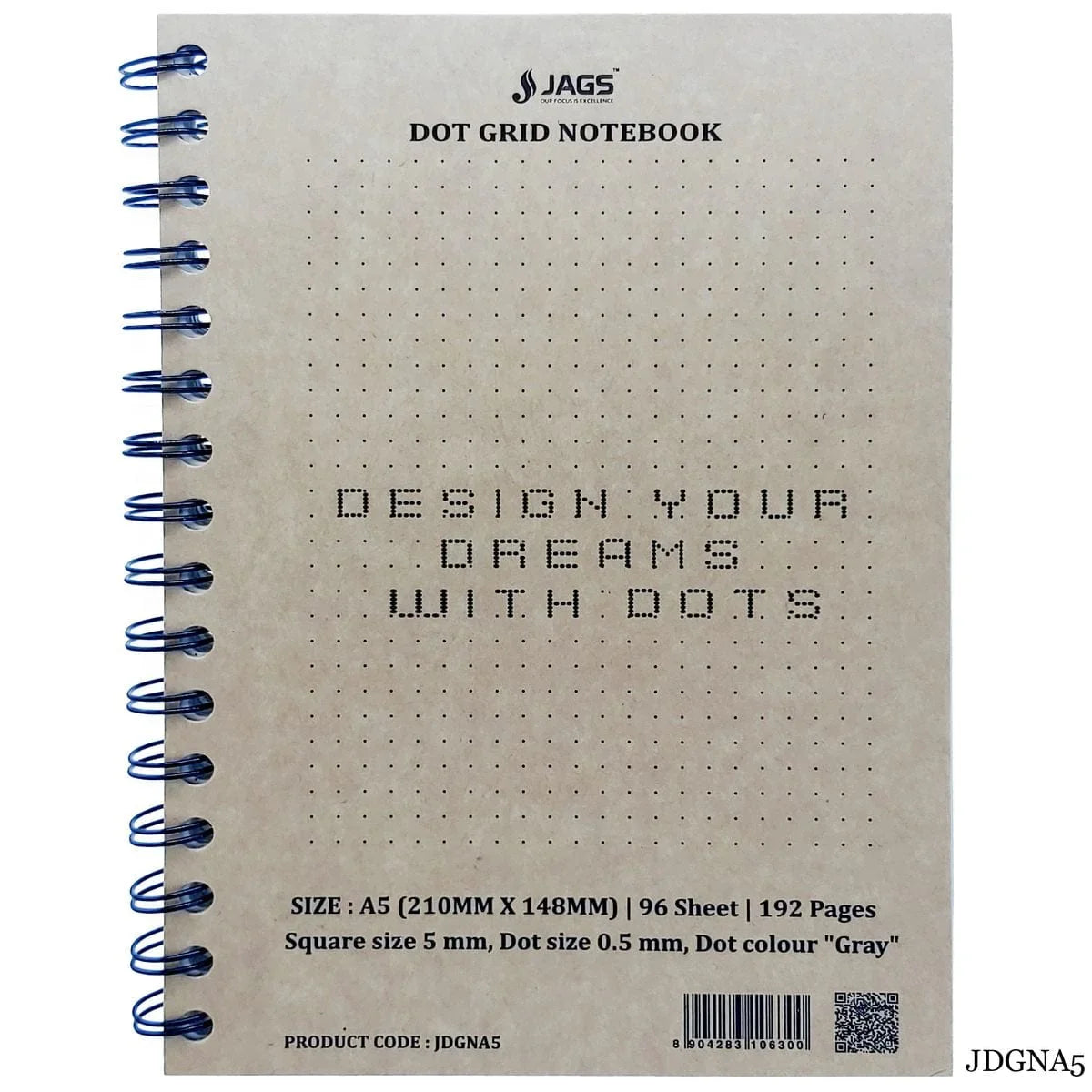 jags-mumbai Notebooks & Diaries Jags Dot Grid Notebook Craft Cover 192Sheet 80Gsm A5