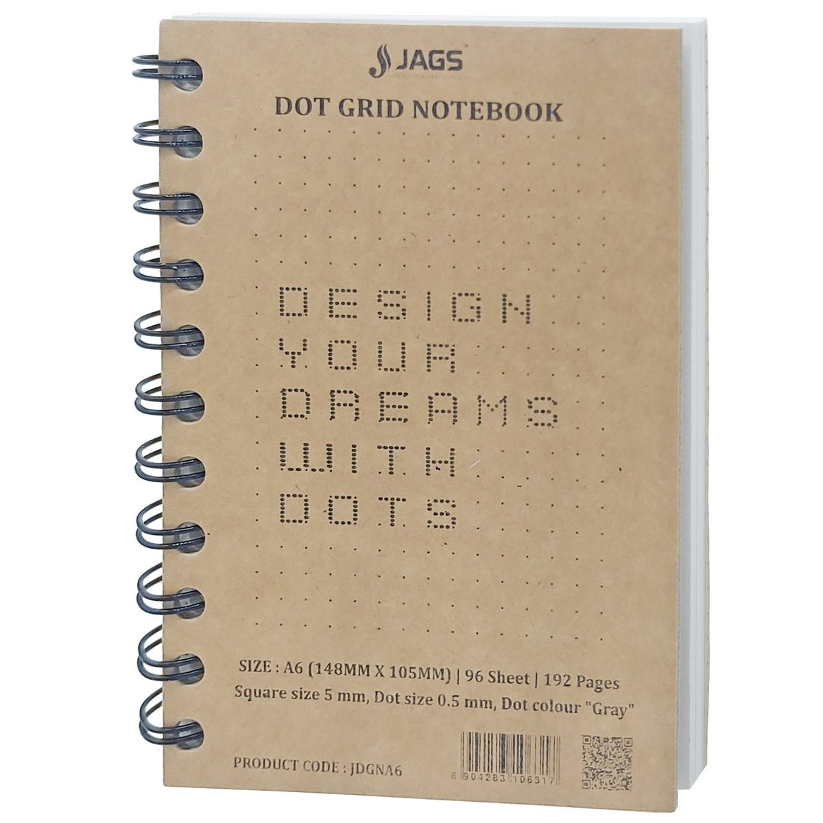 jags-mumbai Notebooks & Diaries Jags Dot Grid Notebook Craft Cover 192Sheet 80Gsm A6 JDGNA6