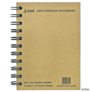 Jags Unruled Notebook Wiro 192Sheet 96Pages 80Gsm A6 JCCPA6