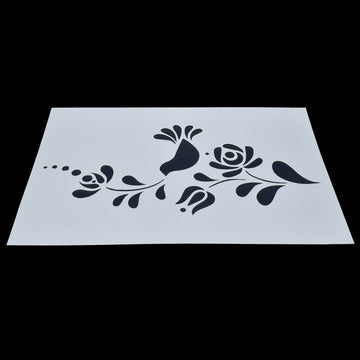 Stencil Plastic A4 Flower and Bird Design