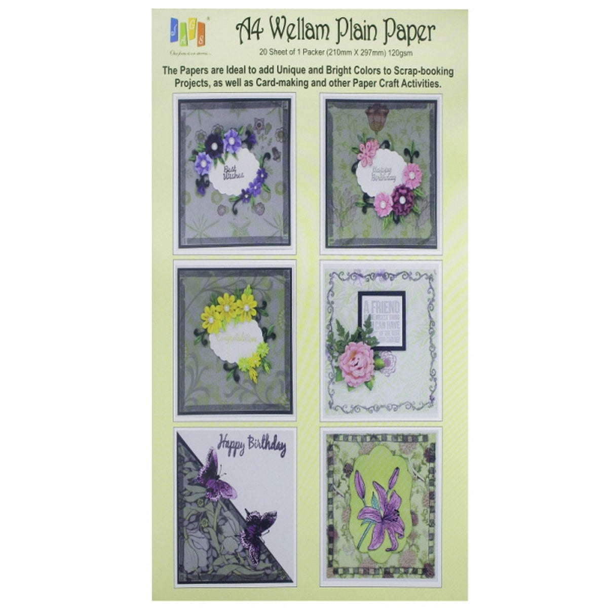 jags-mumbai origami sheet Wellam Paper Plain A4 Yellow 120gsm
