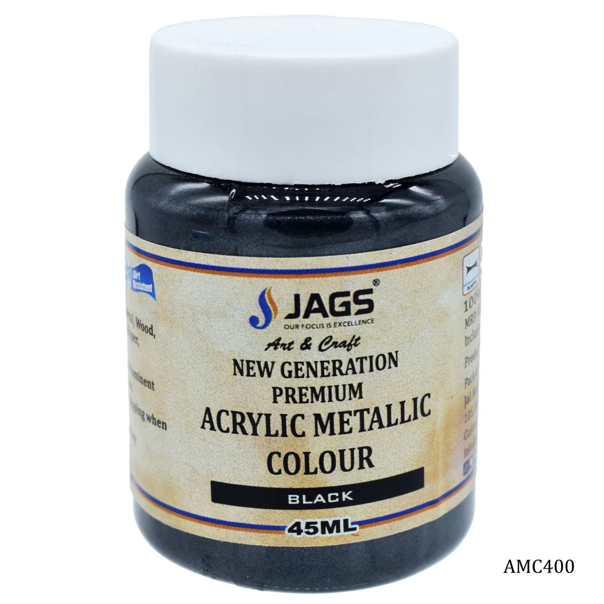 jags-mumbai Paint & Colours Acrylic Metallic Col 45ml Black Code 510 AMC400