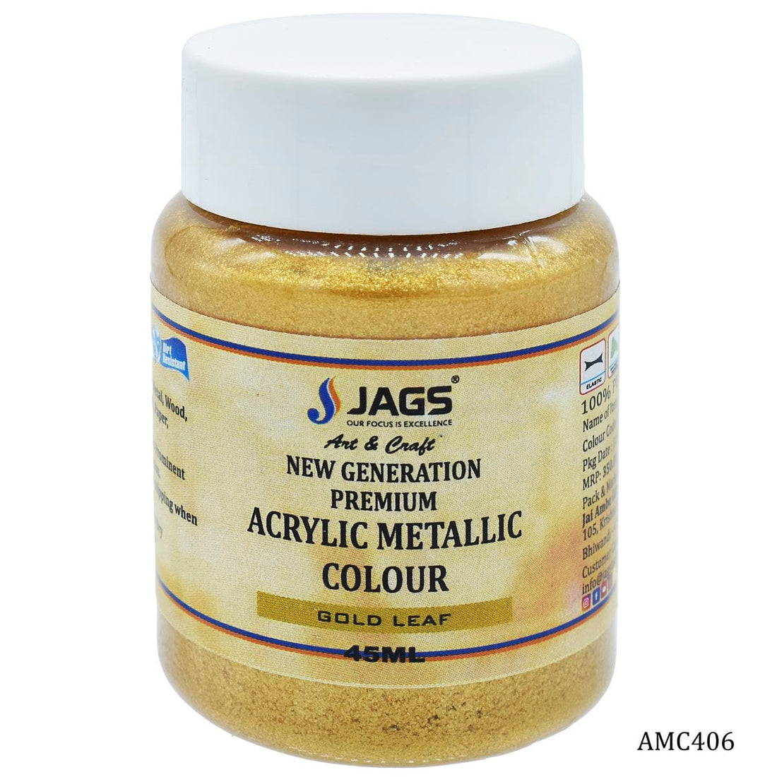 jags-mumbai Paint & Colours Acrylic Metallic Col 45Ml Gold Leaf Code 115 AMC406