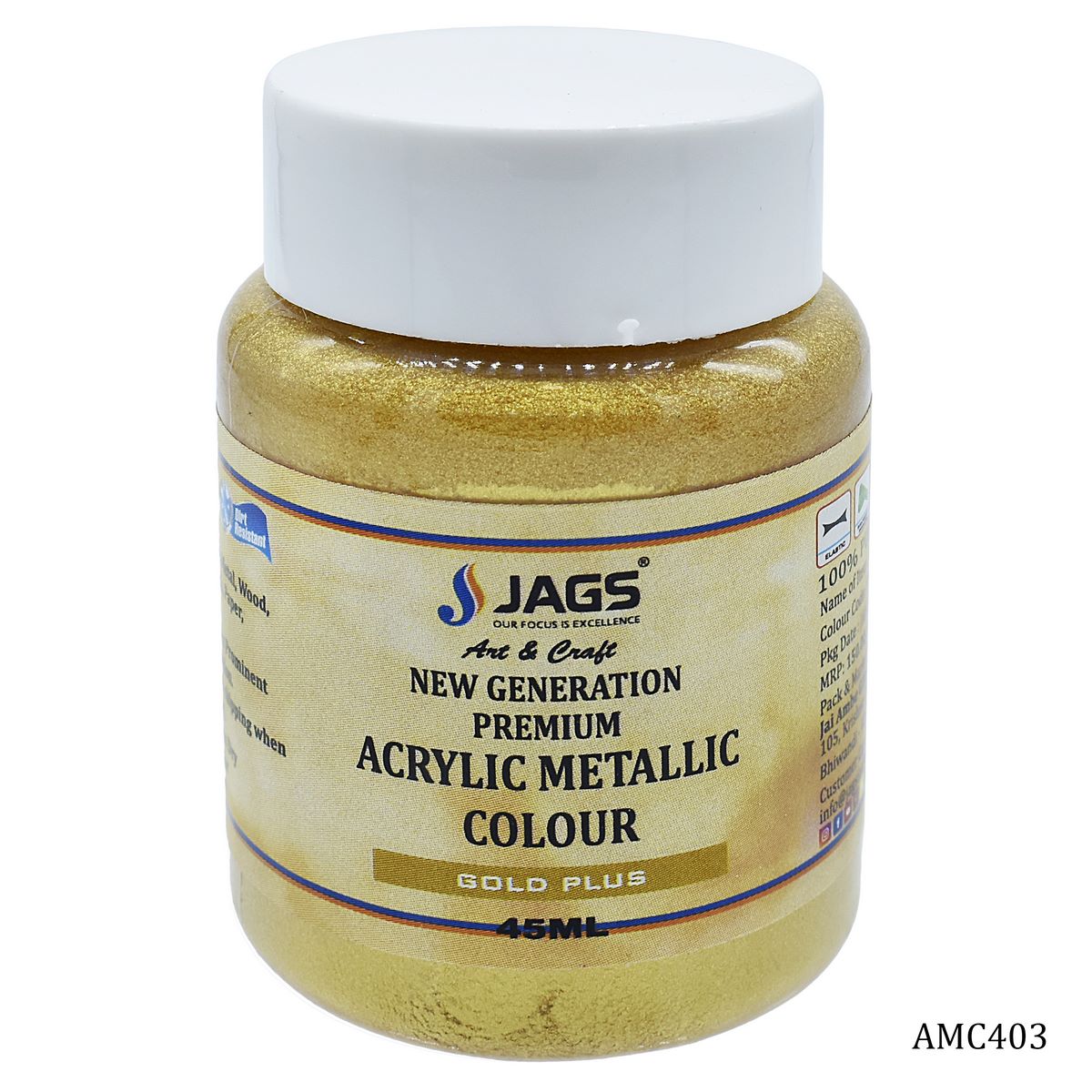 jags-mumbai Paint & Colours Acrylic Metallic Col 45Ml Gold Plus Code 106 AMC403