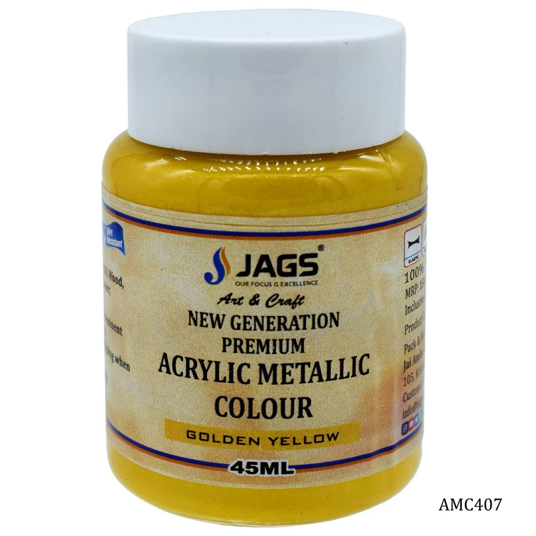 jags-mumbai Paint & Colours Acrylic Metallic Col 45Ml Golden Yellow 503 AMC407